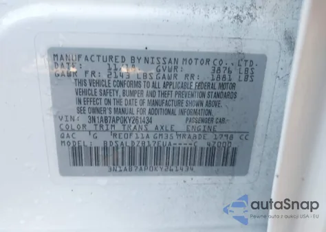 2019 Nissan Sentra Sv из США, поврежденный, VIN 3N1AB7AP0KY261434